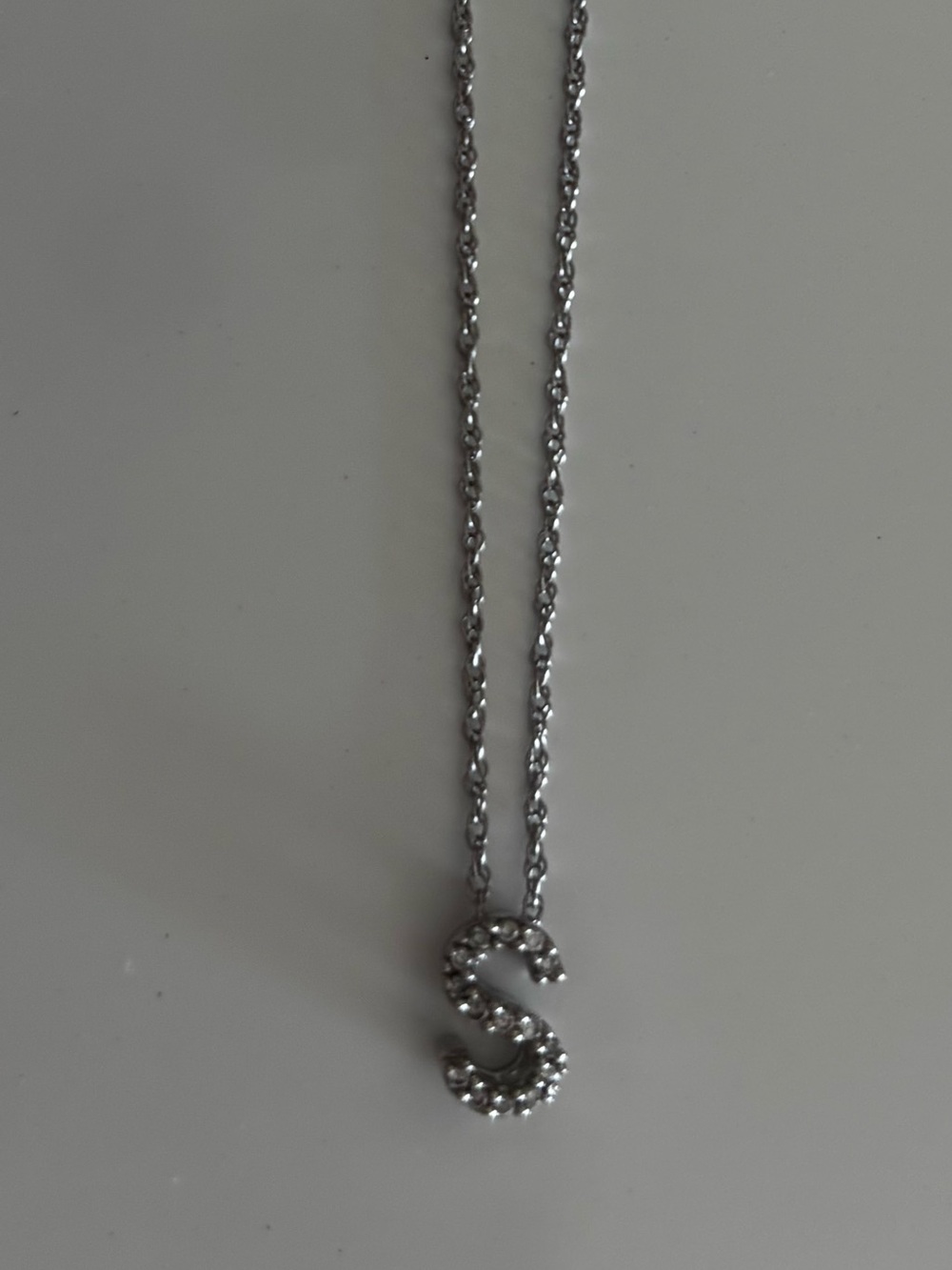 Bony Levy 18k White Gold Pavé Diamond Initial "S" Mini Necklace